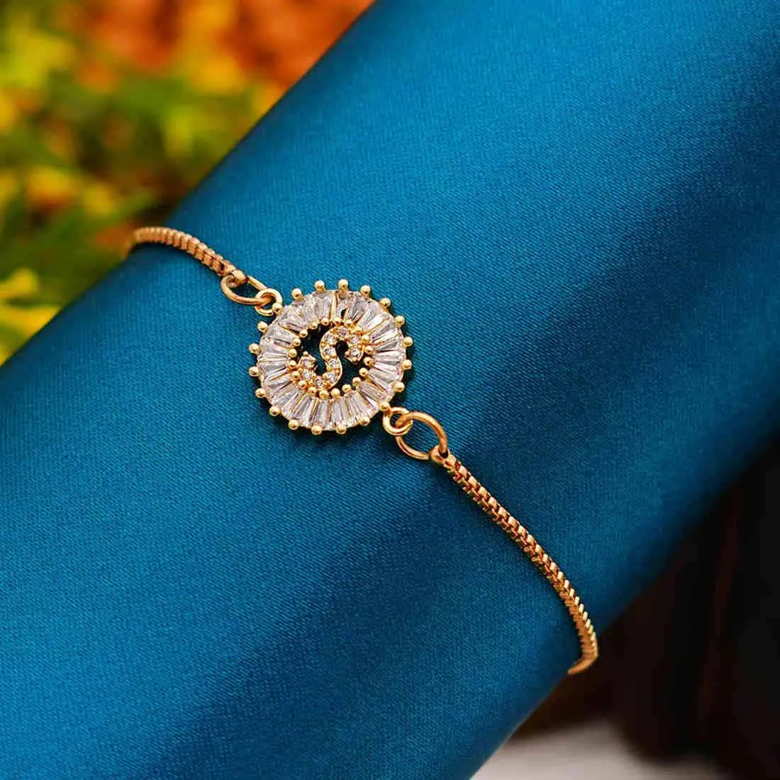 Crystal Studded “S” Alphabet Chain Bracelet