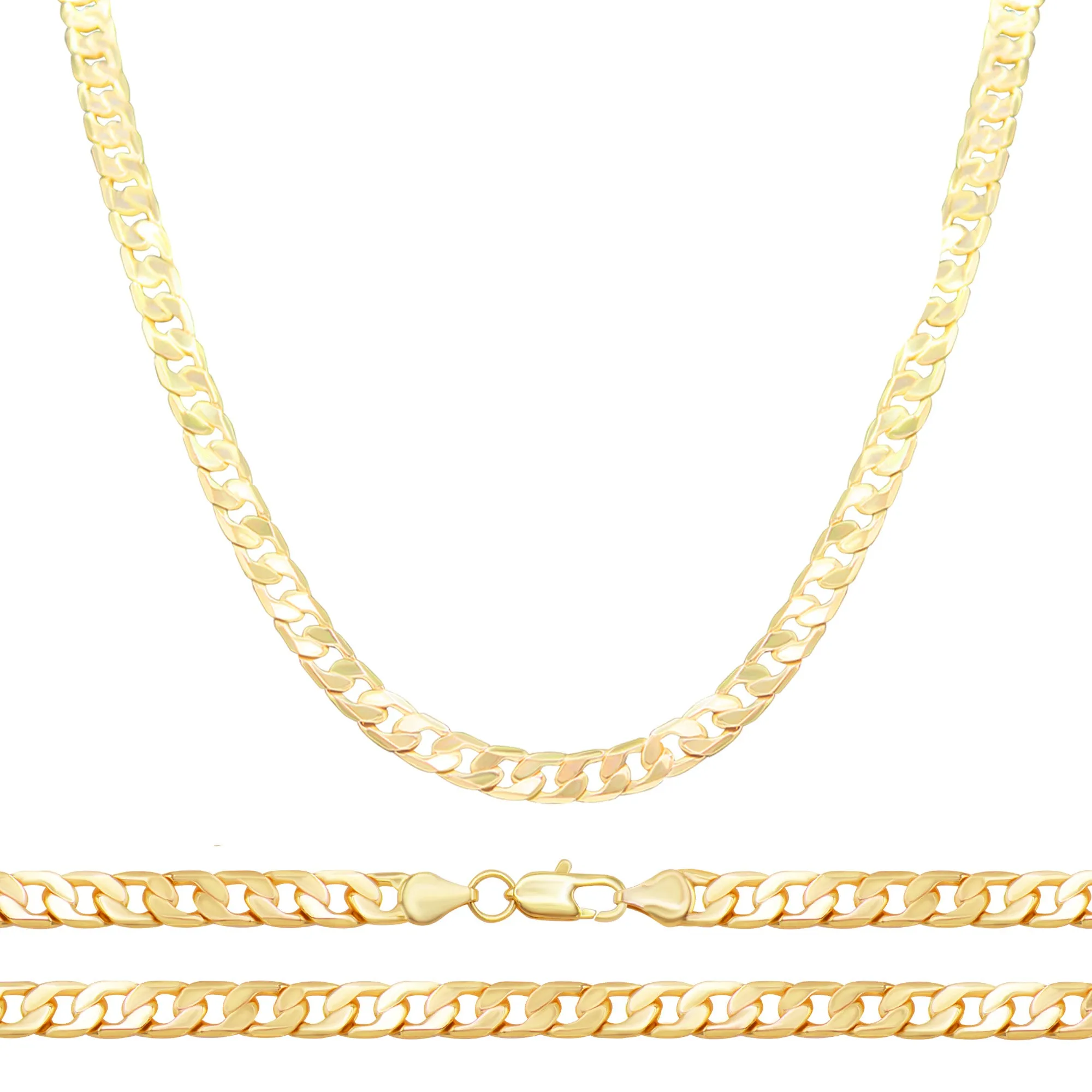 Cuban Link 14K Gold Filled Necklace 24" Bracelet 8.5" Set