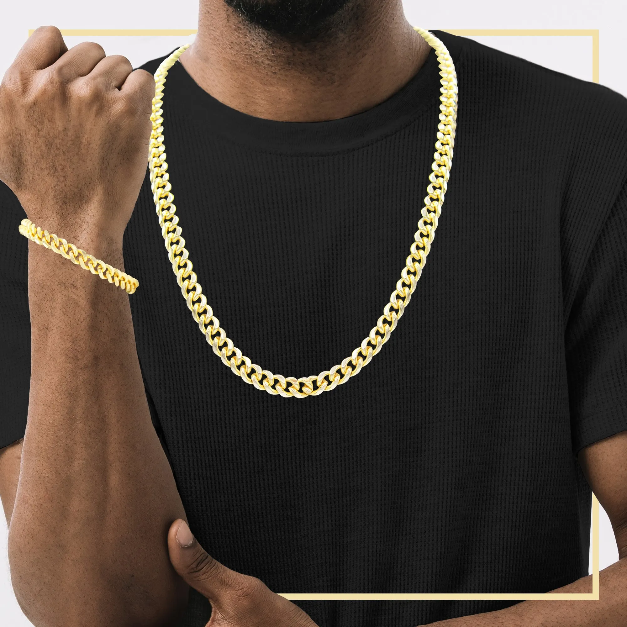 Cuban Link 14K Gold Filled Necklace 24" Bracelet 8.5" Set
