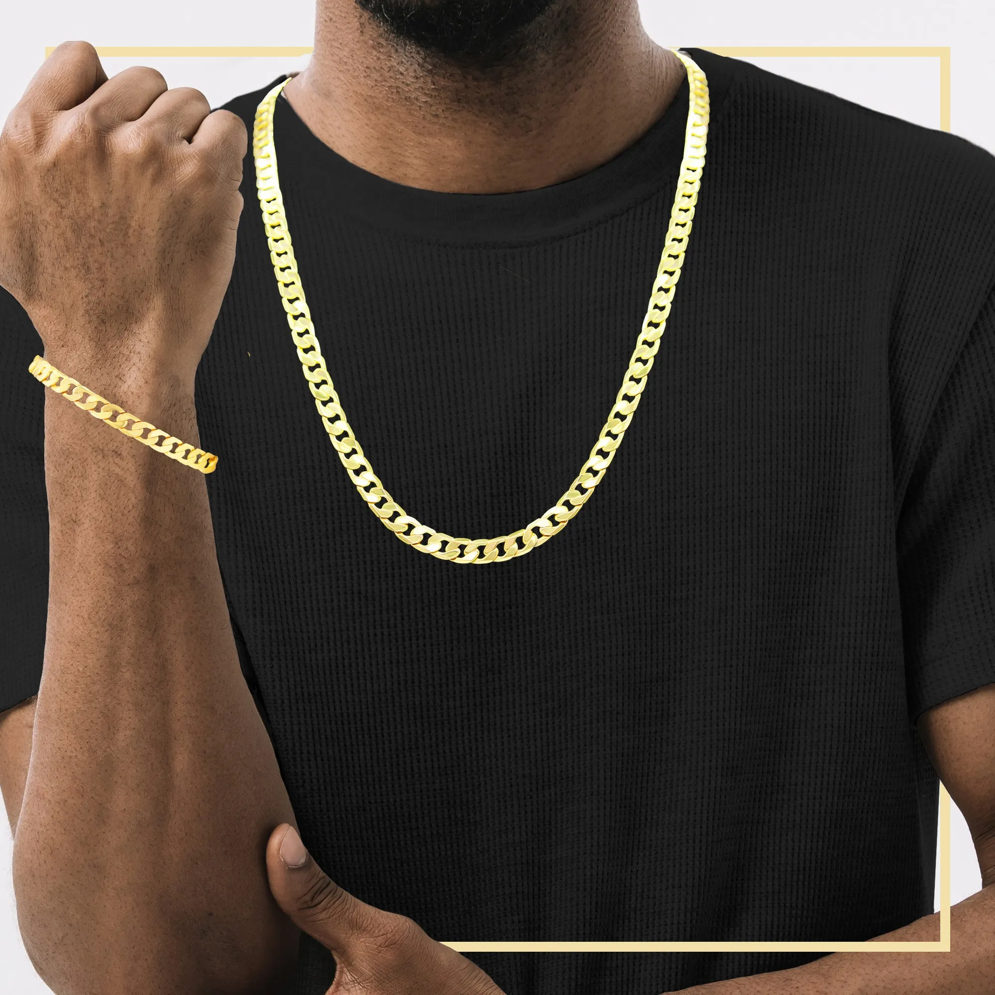 Cuban Link 14K Gold Filled Necklace 24" Bracelet 8.5" Set