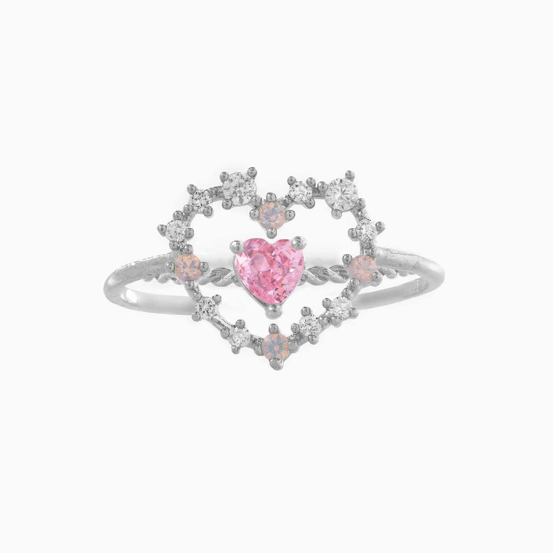Cute Cubic Zirconia Heart Ring
