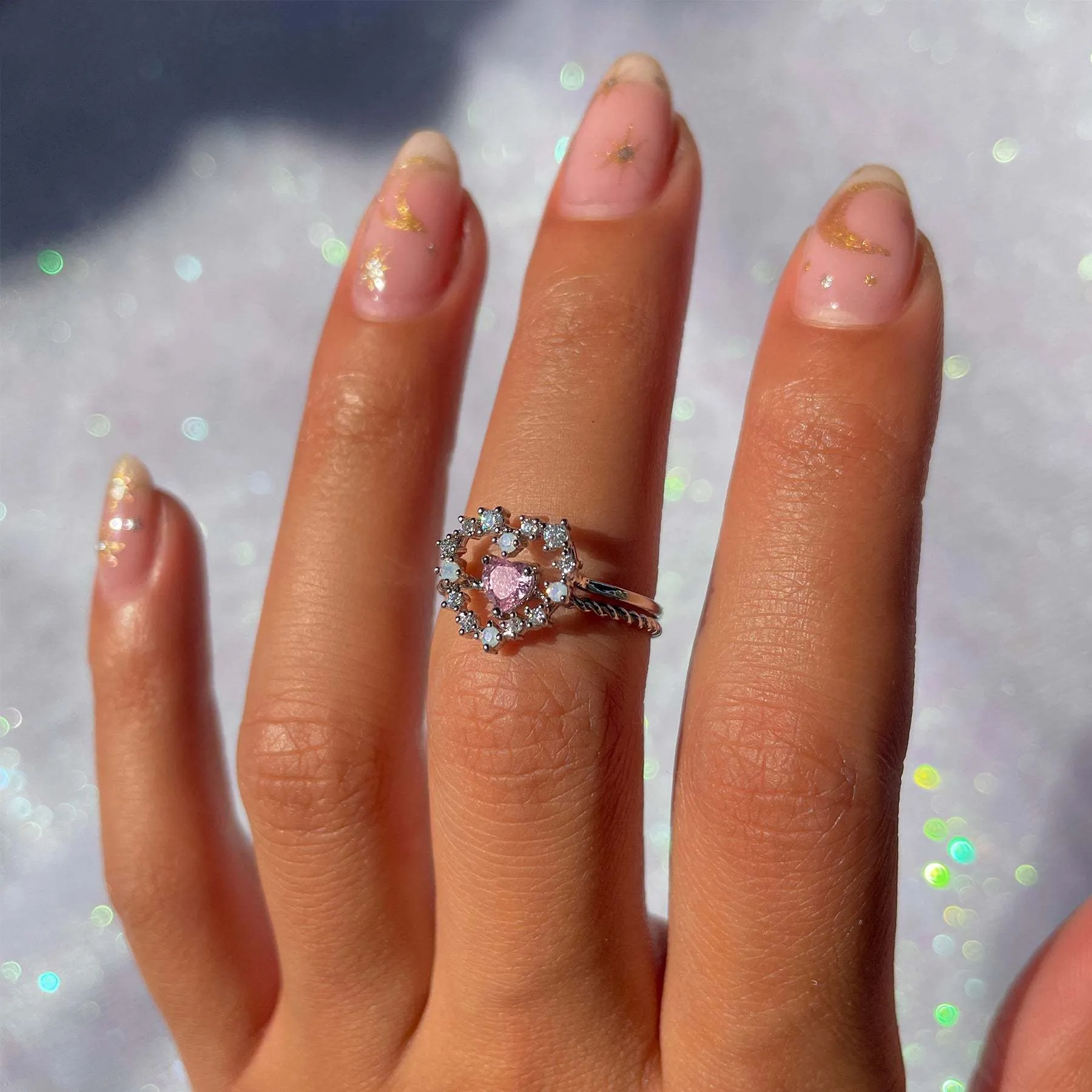 Cute Cubic Zirconia Heart Ring
