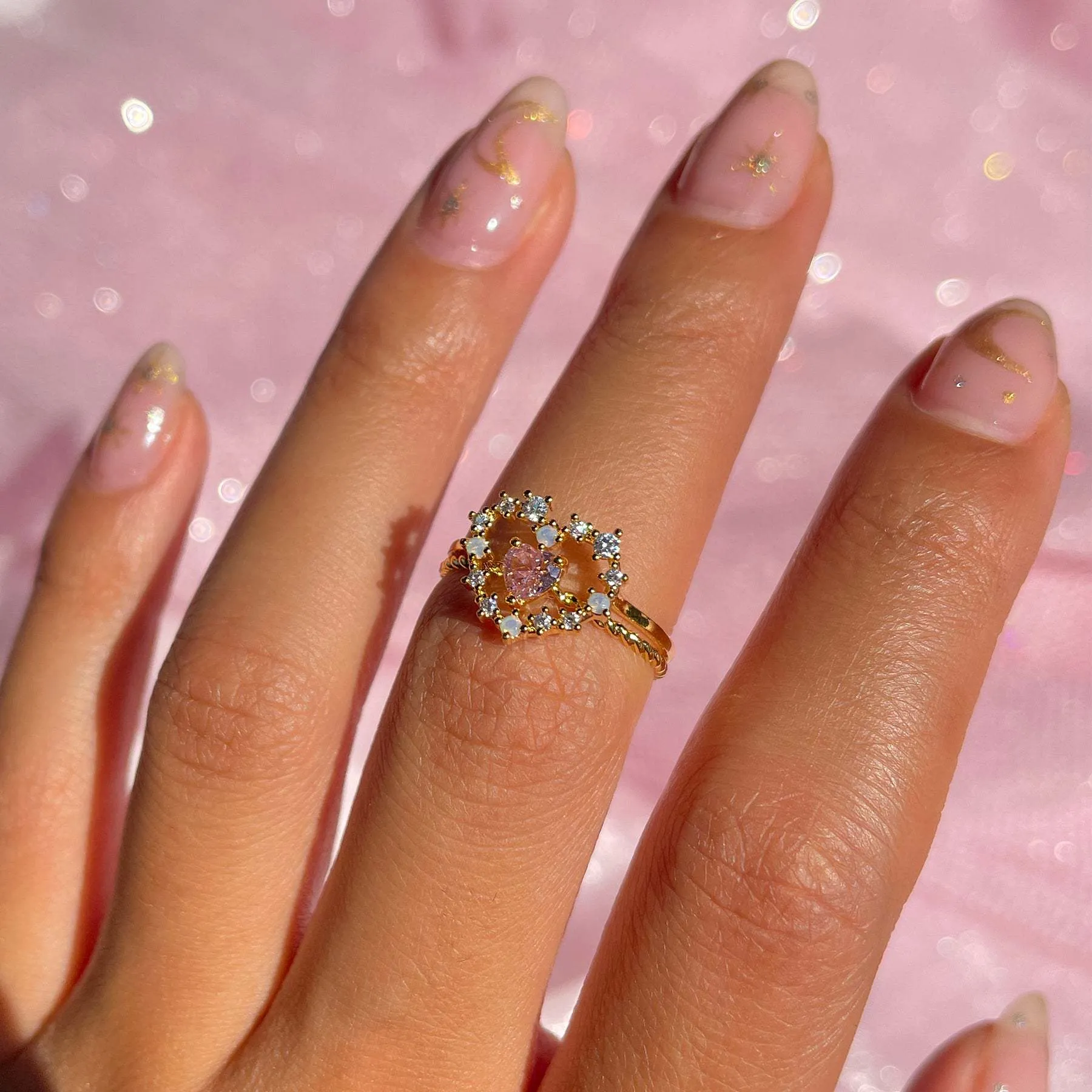 Cute Cubic Zirconia Heart Ring