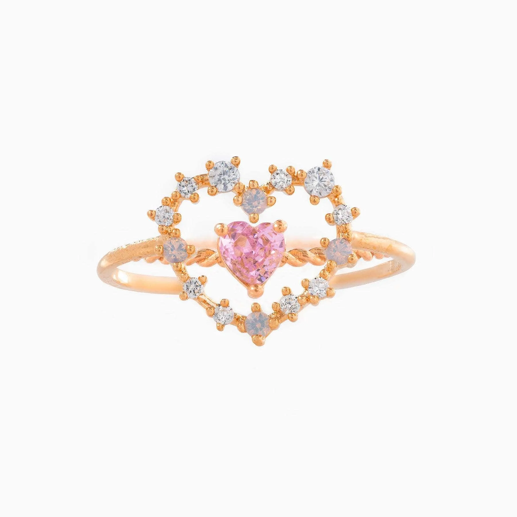 Cute Cubic Zirconia Heart Ring
