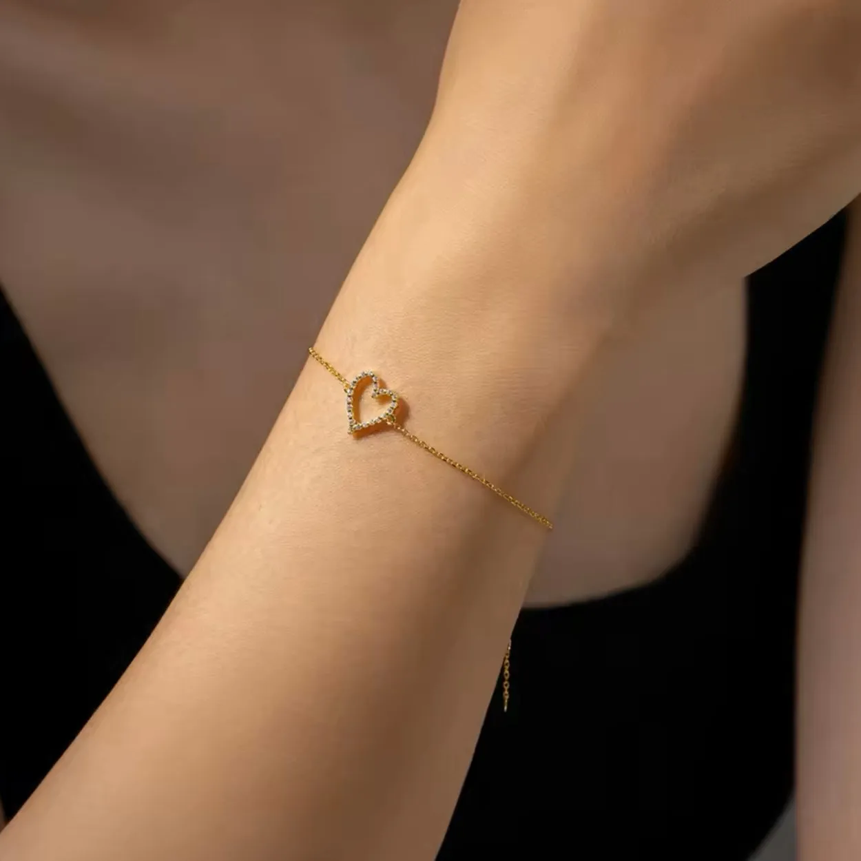 Cz Open Heart Bracelet