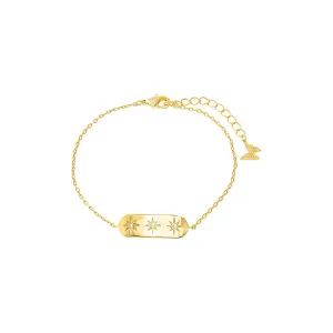 CZ Starburst Accented ID Charm Bracelet