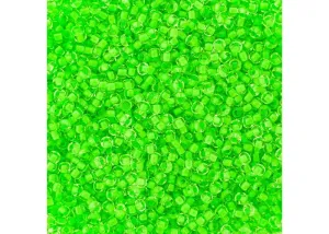 CZECH SEED BEAD APX 22G VIAL 10/0 CRYSTAL C/L NEON GREEN