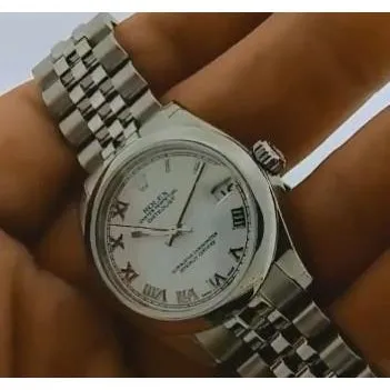 Datejustmid Sizerolex Watch Jubilee Bracelet White Stick Dial Ss