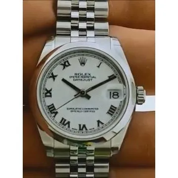 Datejustmid Sizerolex Watch Jubilee Bracelet White Stick Dial Ss