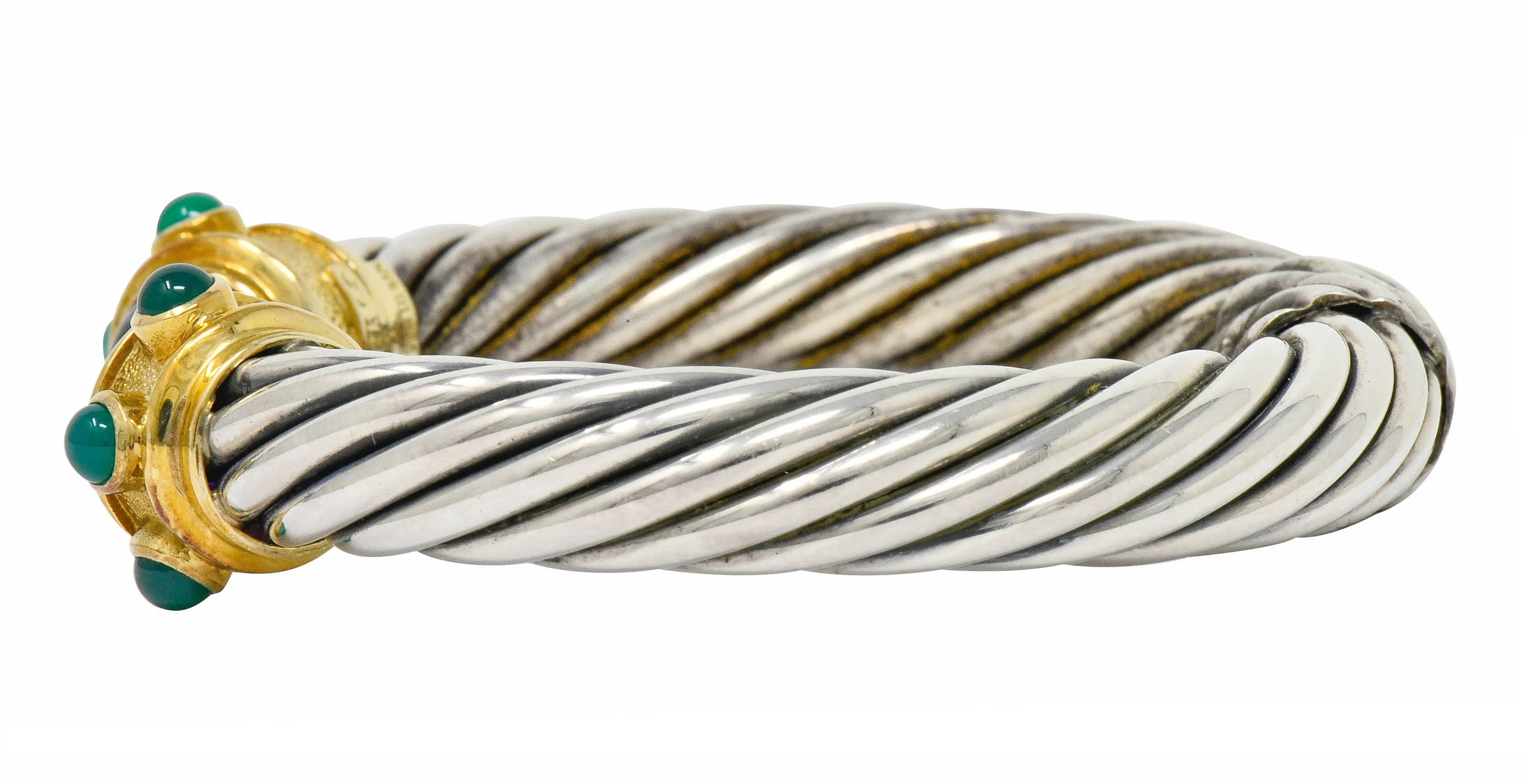 David Yurman Amethyst Chrysoprase Sterling Silver 14 Karat Gold Renaissance Cuff Bracelet