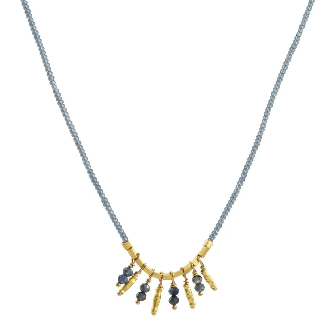 Debbie Fisher - Mystic Sapphire and Gold Bead Necklace