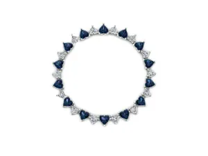 Diamond & Sapphire Heart Eternity Bracelet