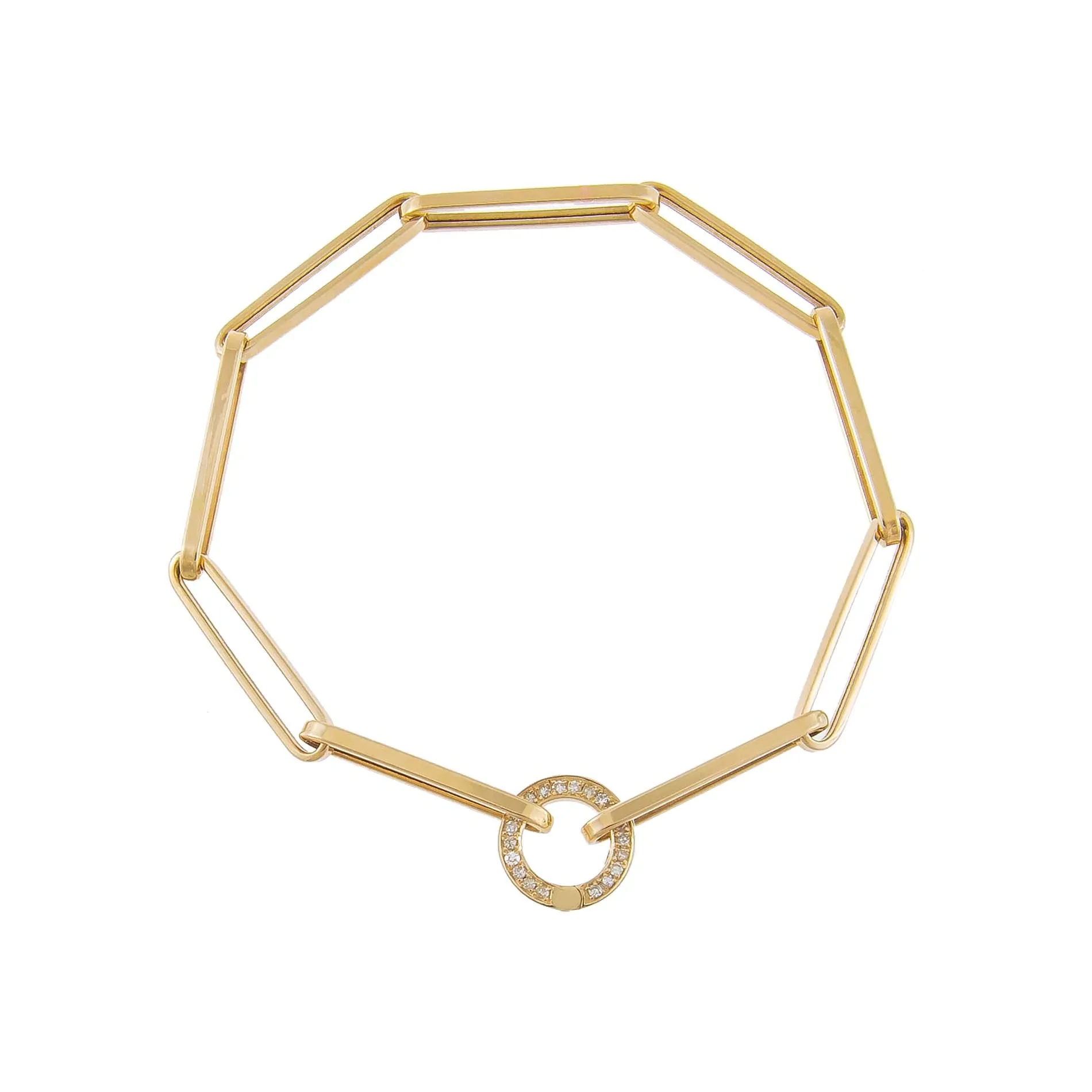 Diamond Clicker Paperclip Bracelet 14K