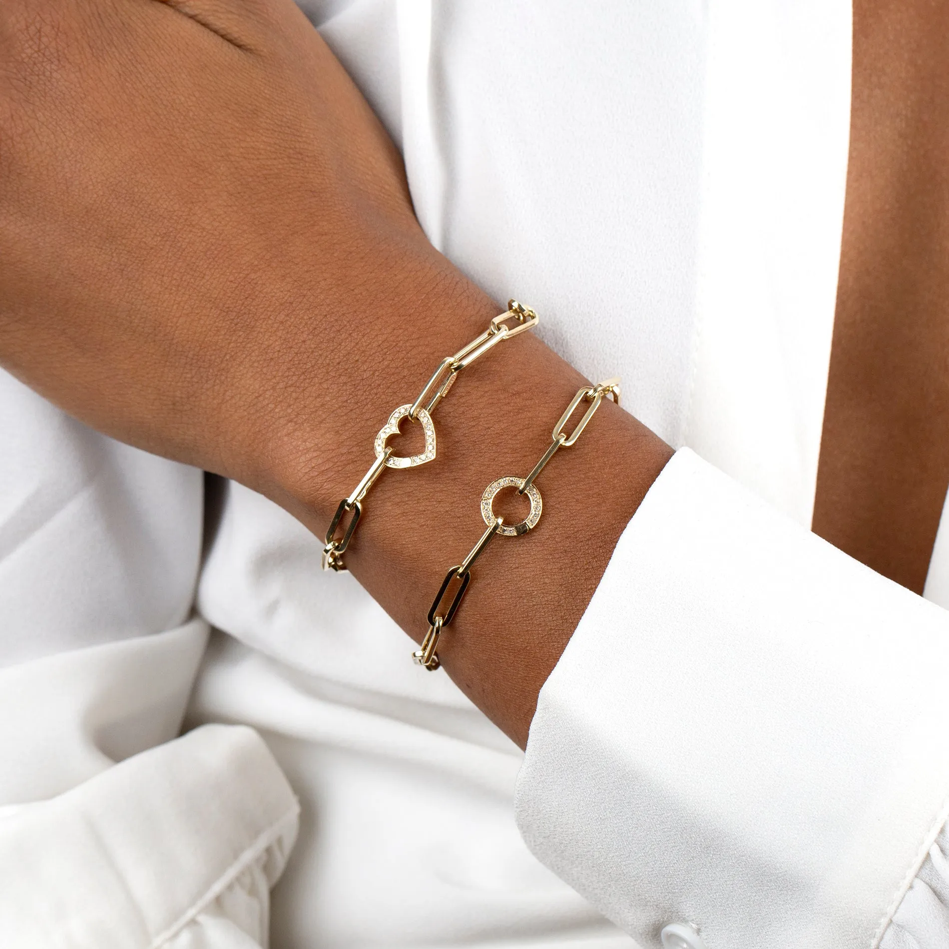 Diamond Clicker Paperclip Bracelet 14K
