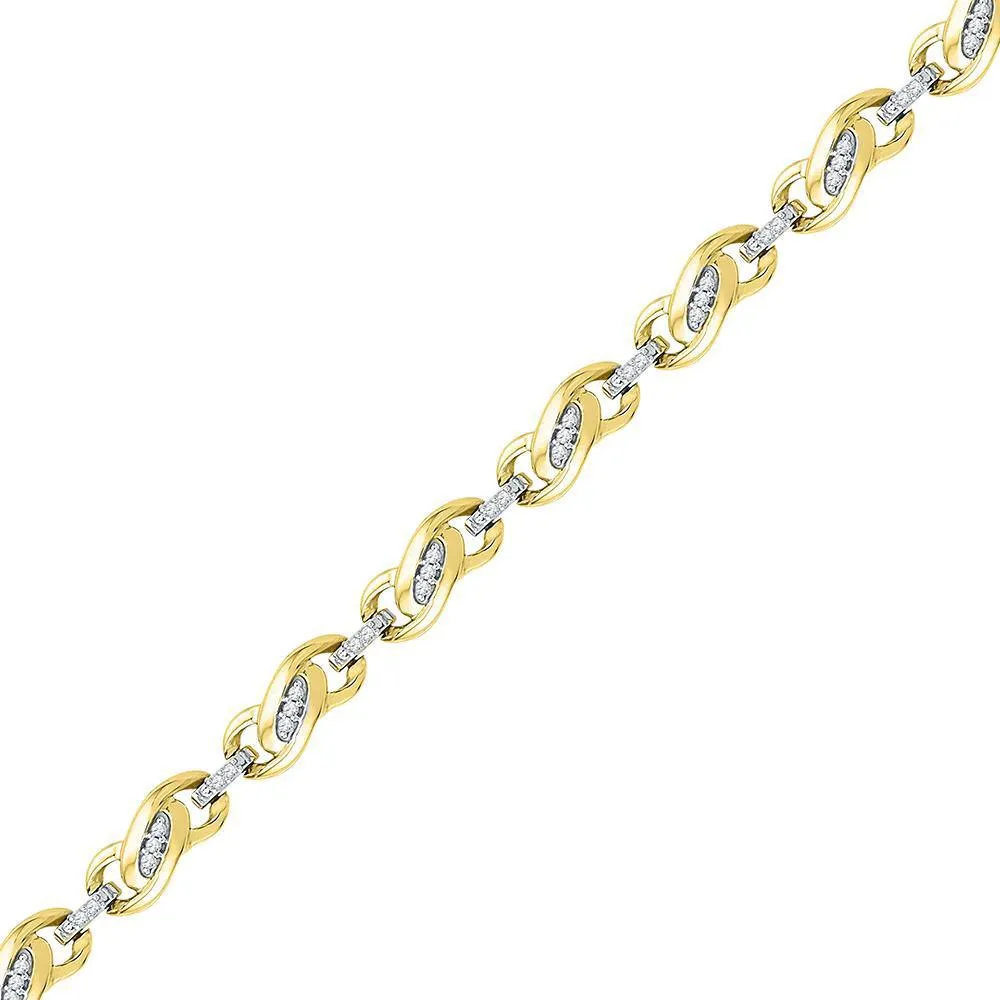 Diamond Fashion Link Bracelet 1/4 CTTW in 10K Yellow Gold