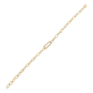 Diamond Oval Link Bracelet 14K