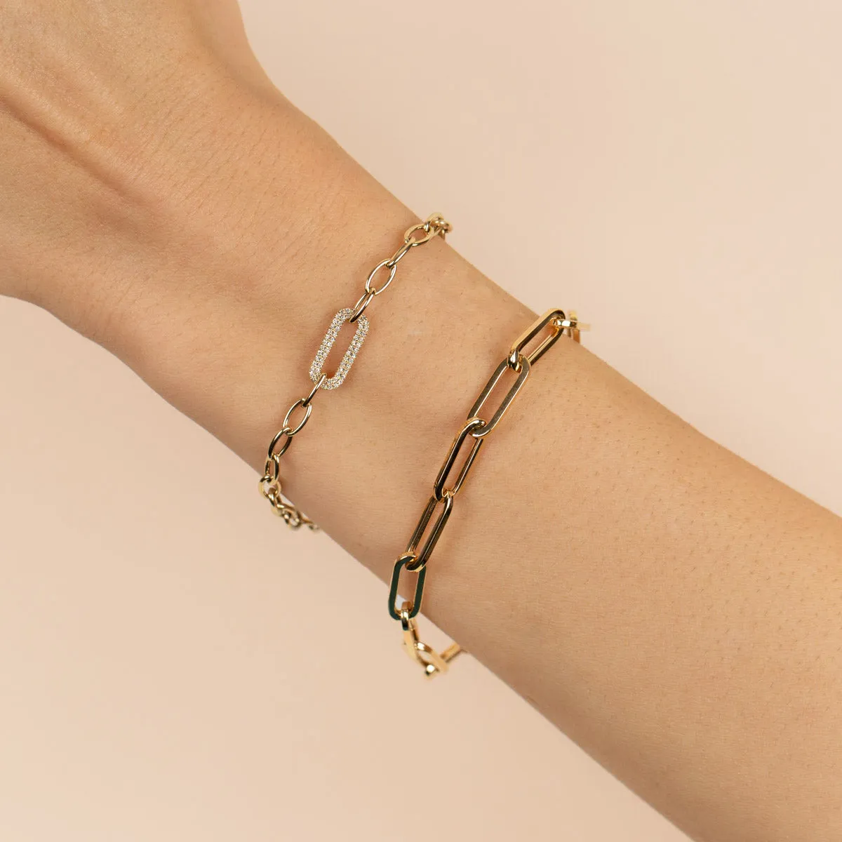 Diamond Oval Link Bracelet 14K