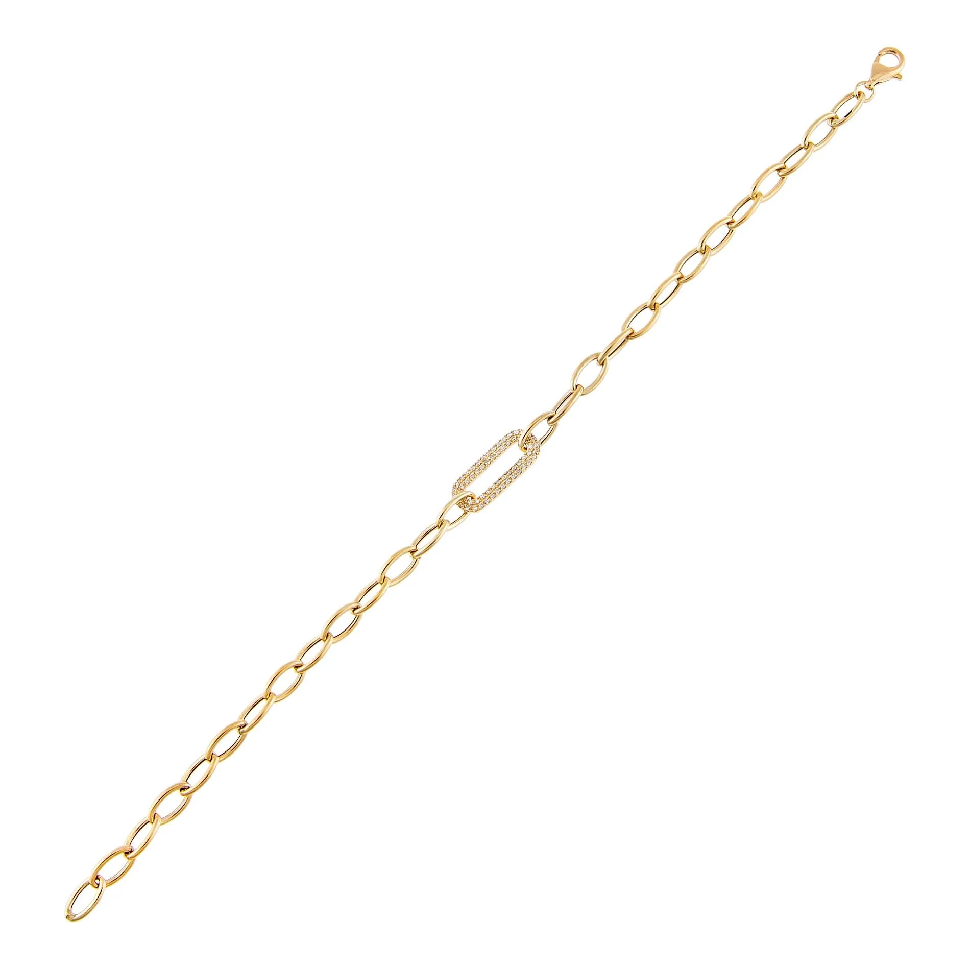 Diamond Oval Link Bracelet 14K
