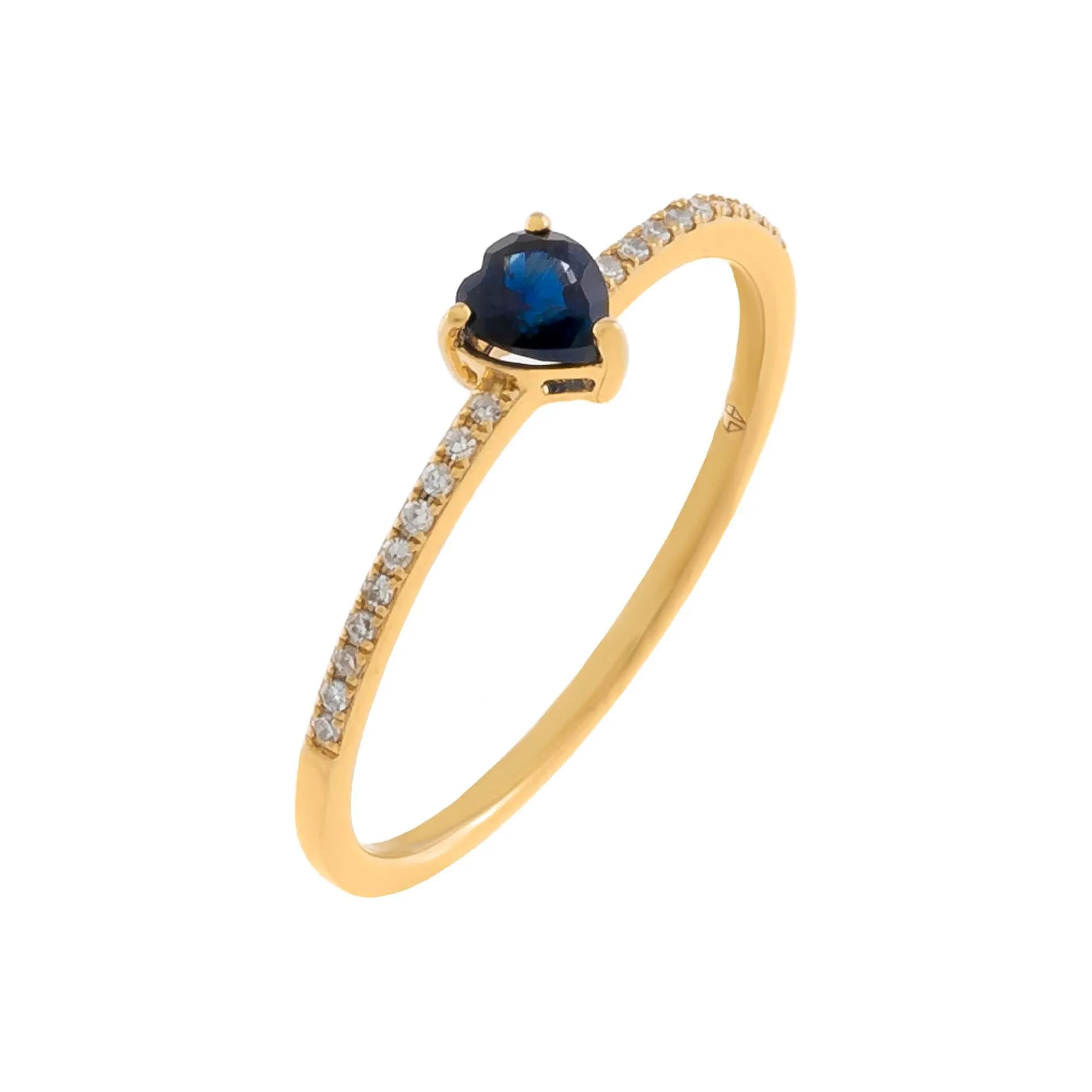 Diamond Pavé x Sapphire Heart Ring 14K