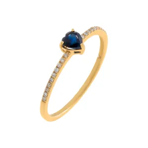 Diamond Pavé x Sapphire Heart Ring 14K