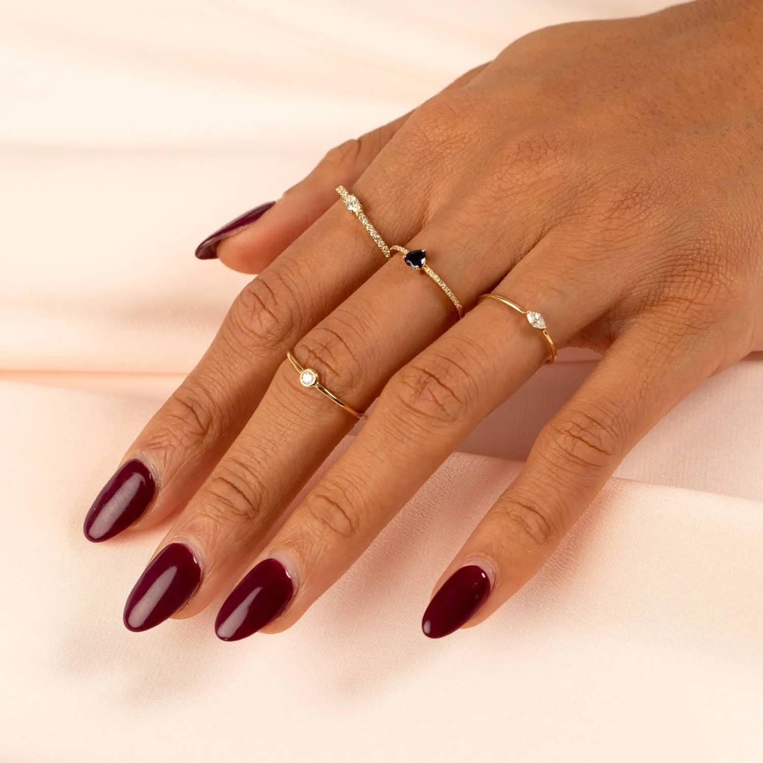 Diamond Pavé x Sapphire Heart Ring 14K