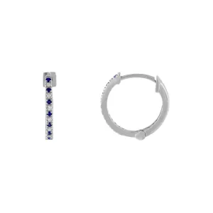 Diamond X Sapphire Huggie Earring 14K