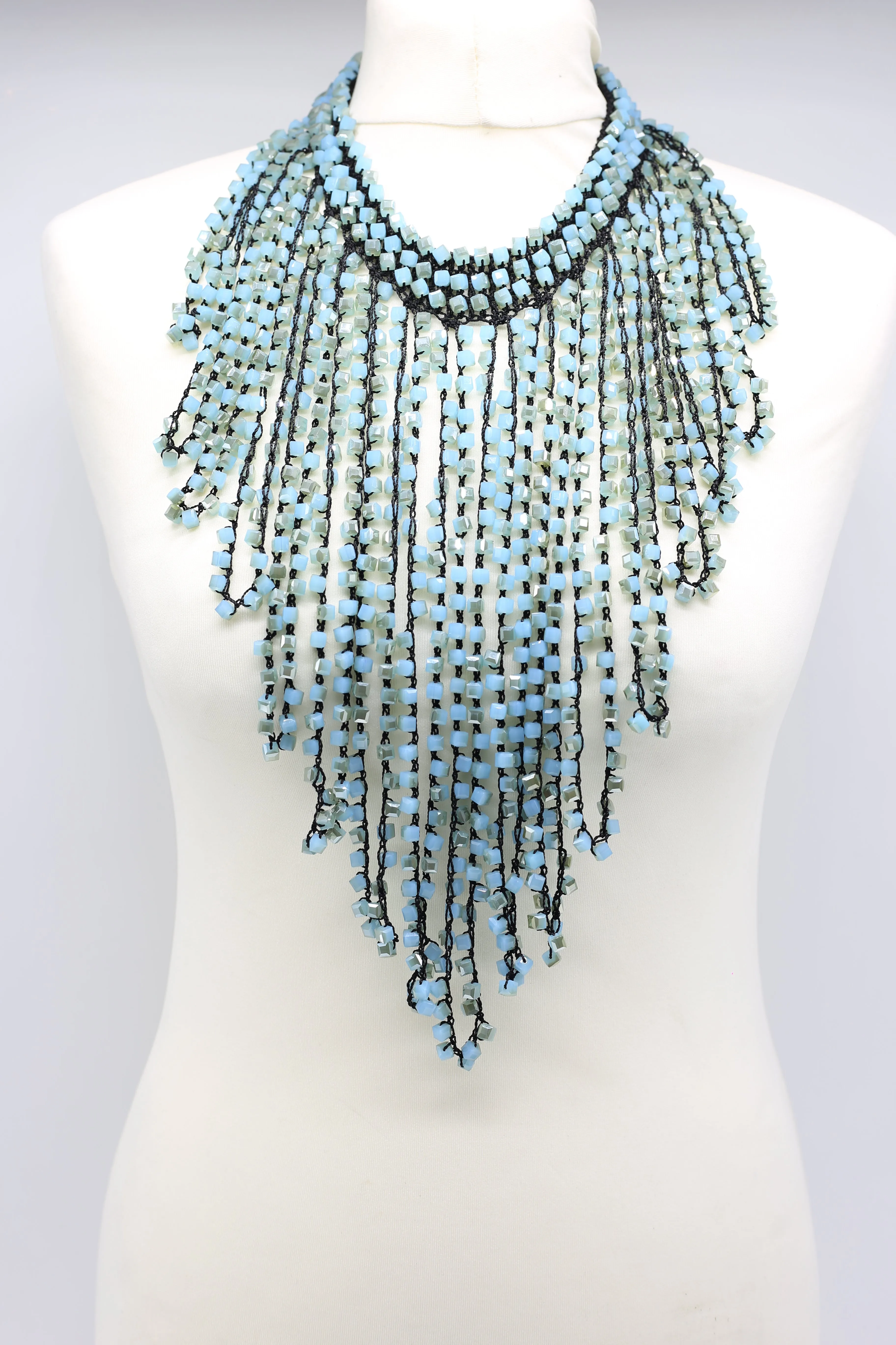 Diana Moon-Drop Necklace Set - Matt Blue