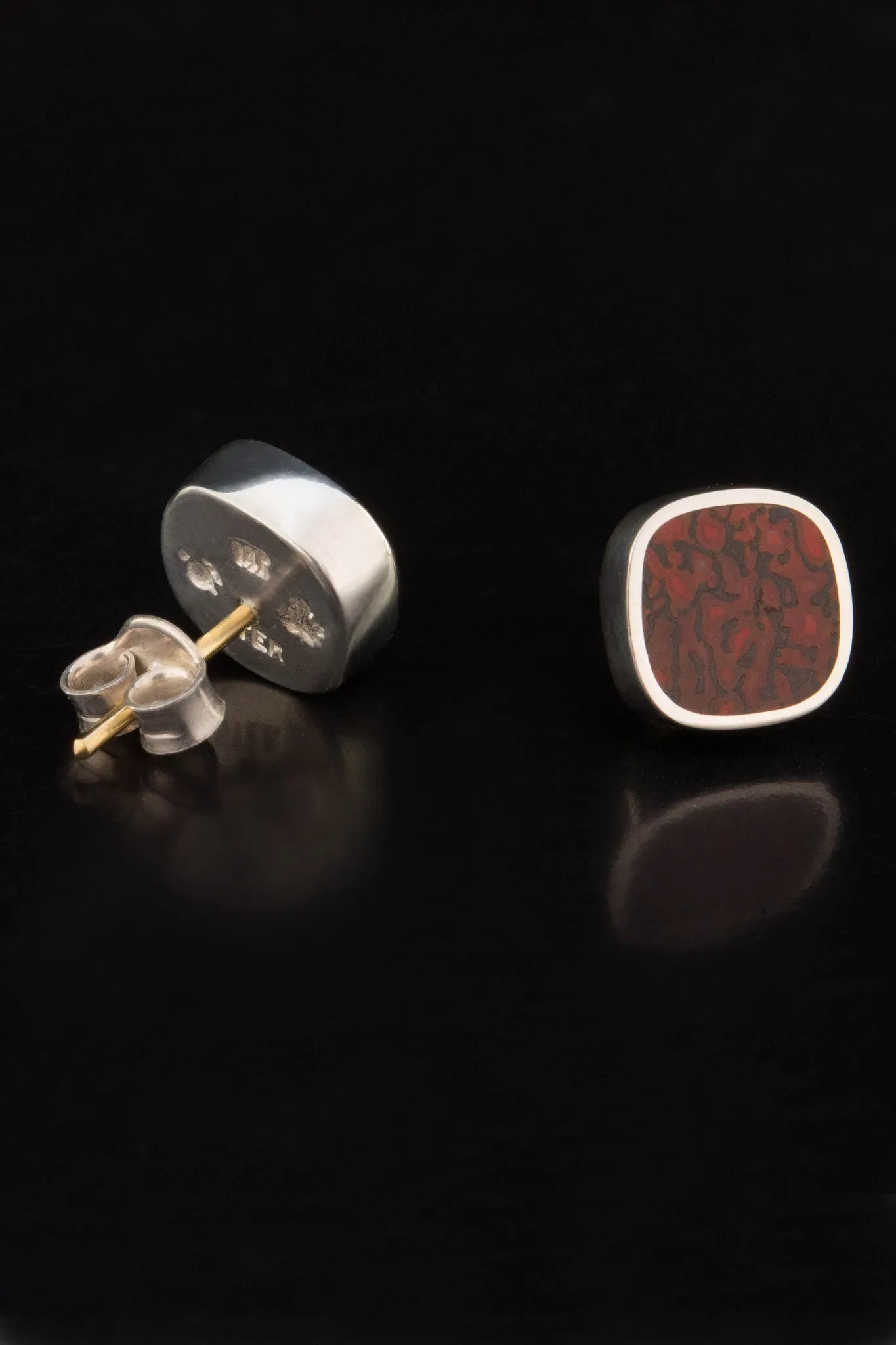 Dinosaur Bone and Sterling Silver Stud Earrings