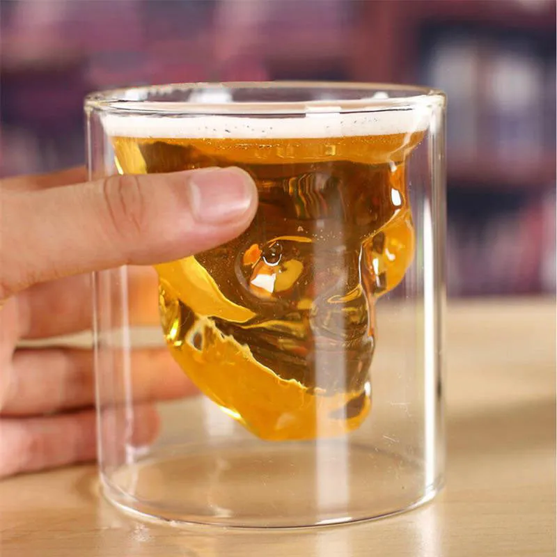 Doomed Skull Head Shot Glass With Skull Bottle