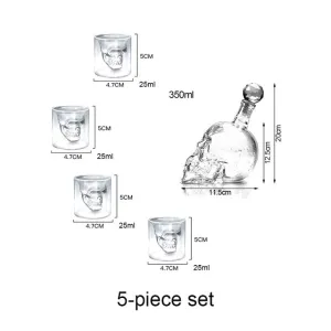 Doomed Skull Head Shot Glass With Skull Bottle