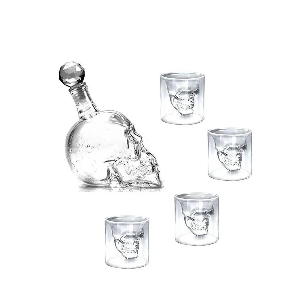 Doomed Skull Head Shot Glass With Skull Bottle