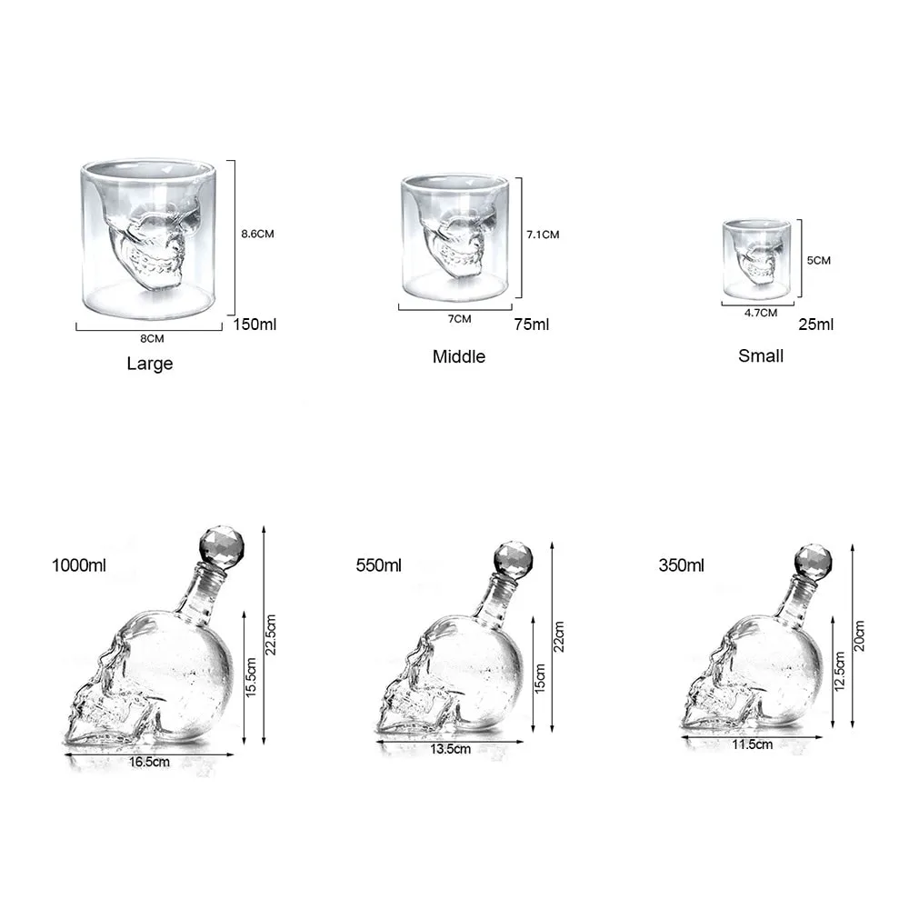 Doomed Skull Head Shot Glass With Skull Bottle