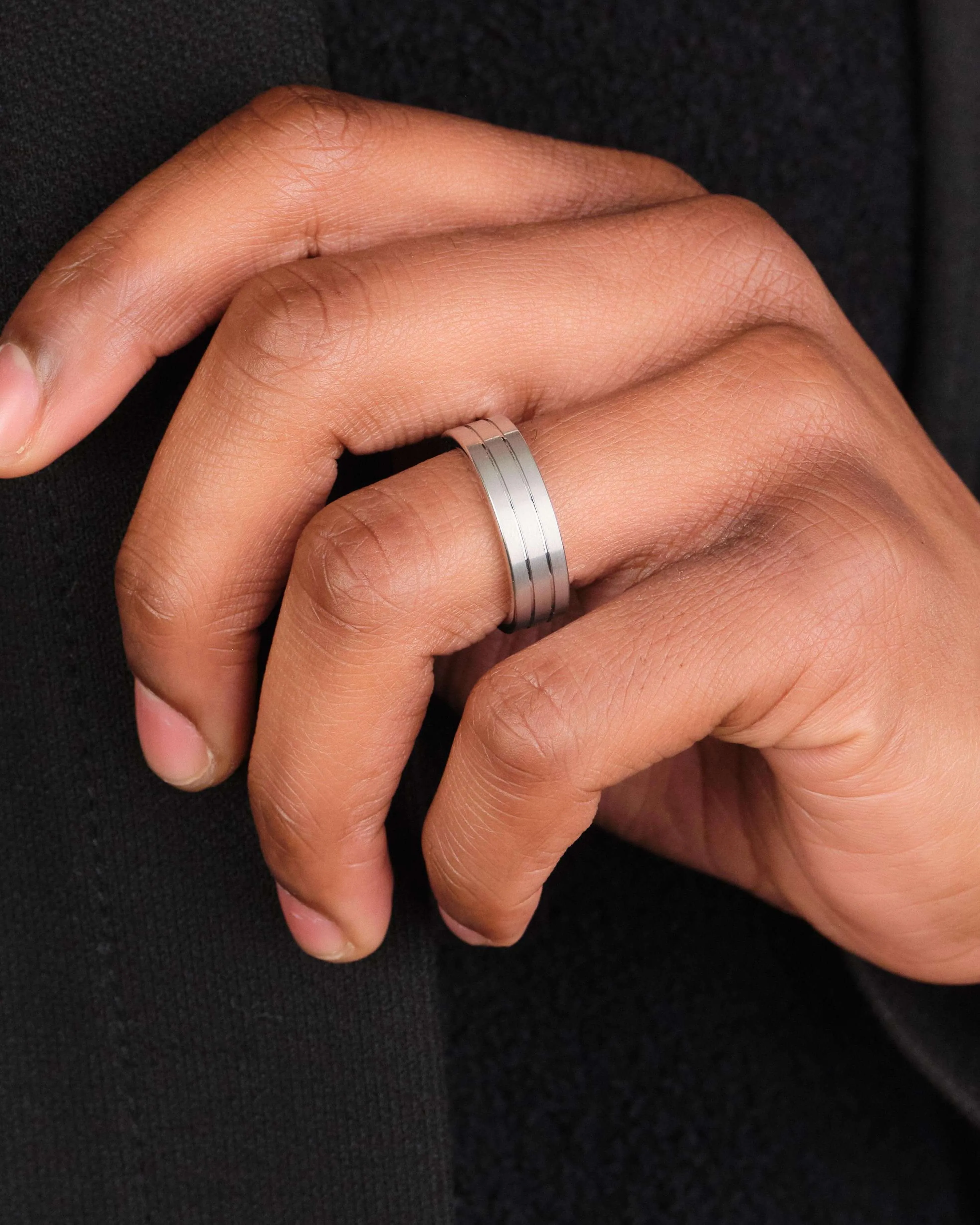 Double Ridge Wedding Band - 7mm