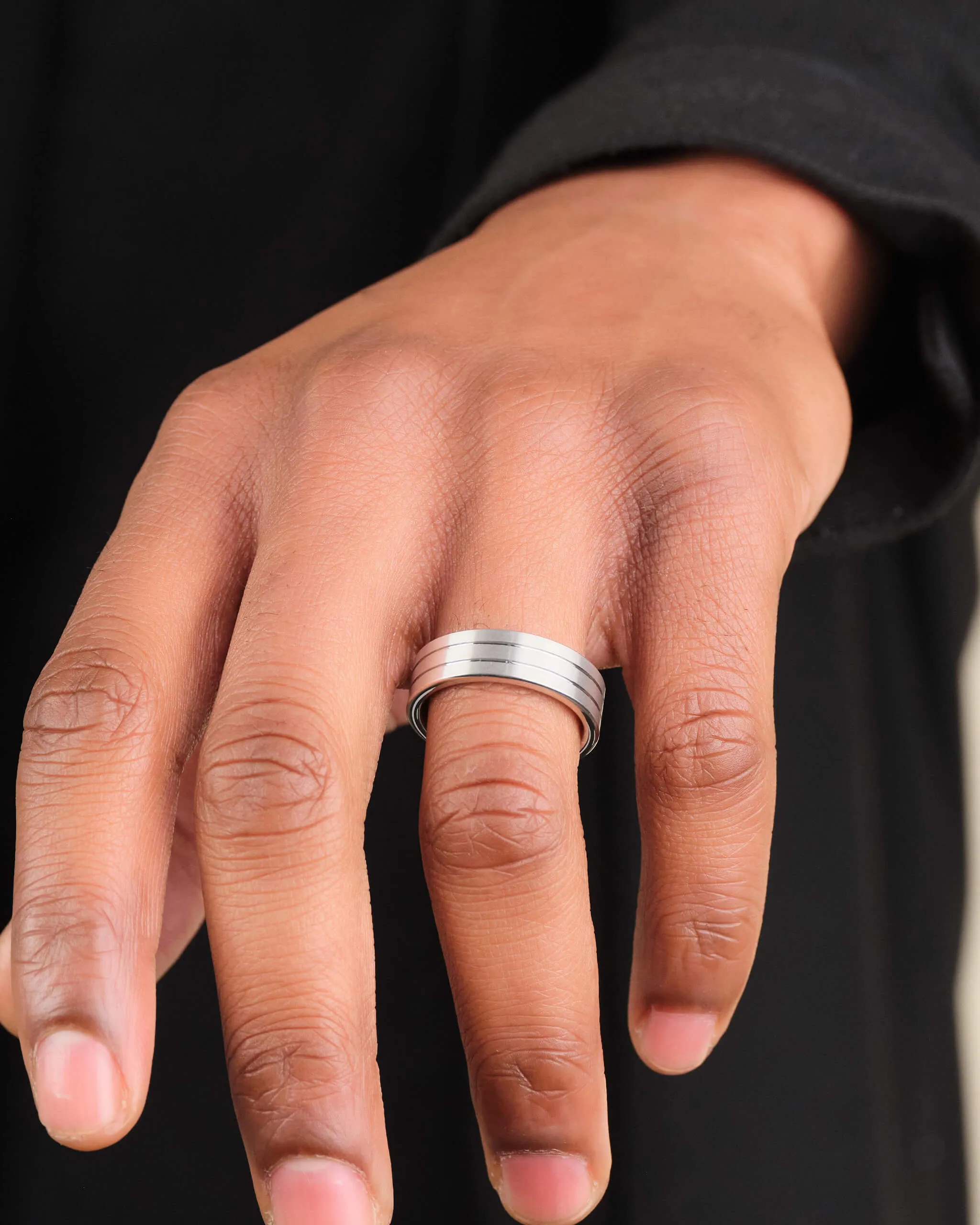 Double Ridge Wedding Band - 7mm