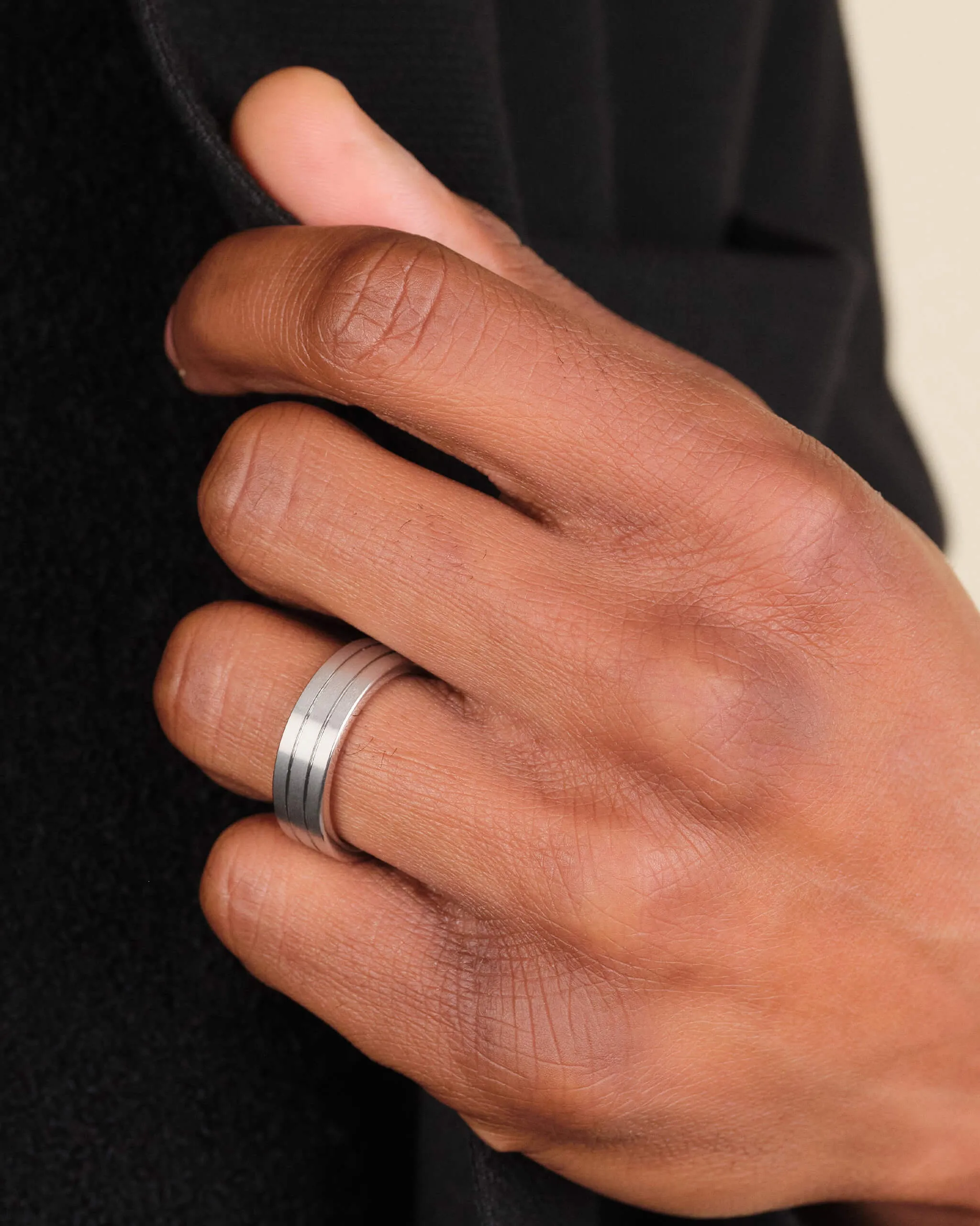 Double Ridge Wedding Band - 7mm