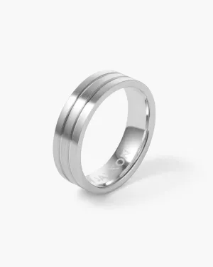 Double Ridge Wedding Band - 7mm