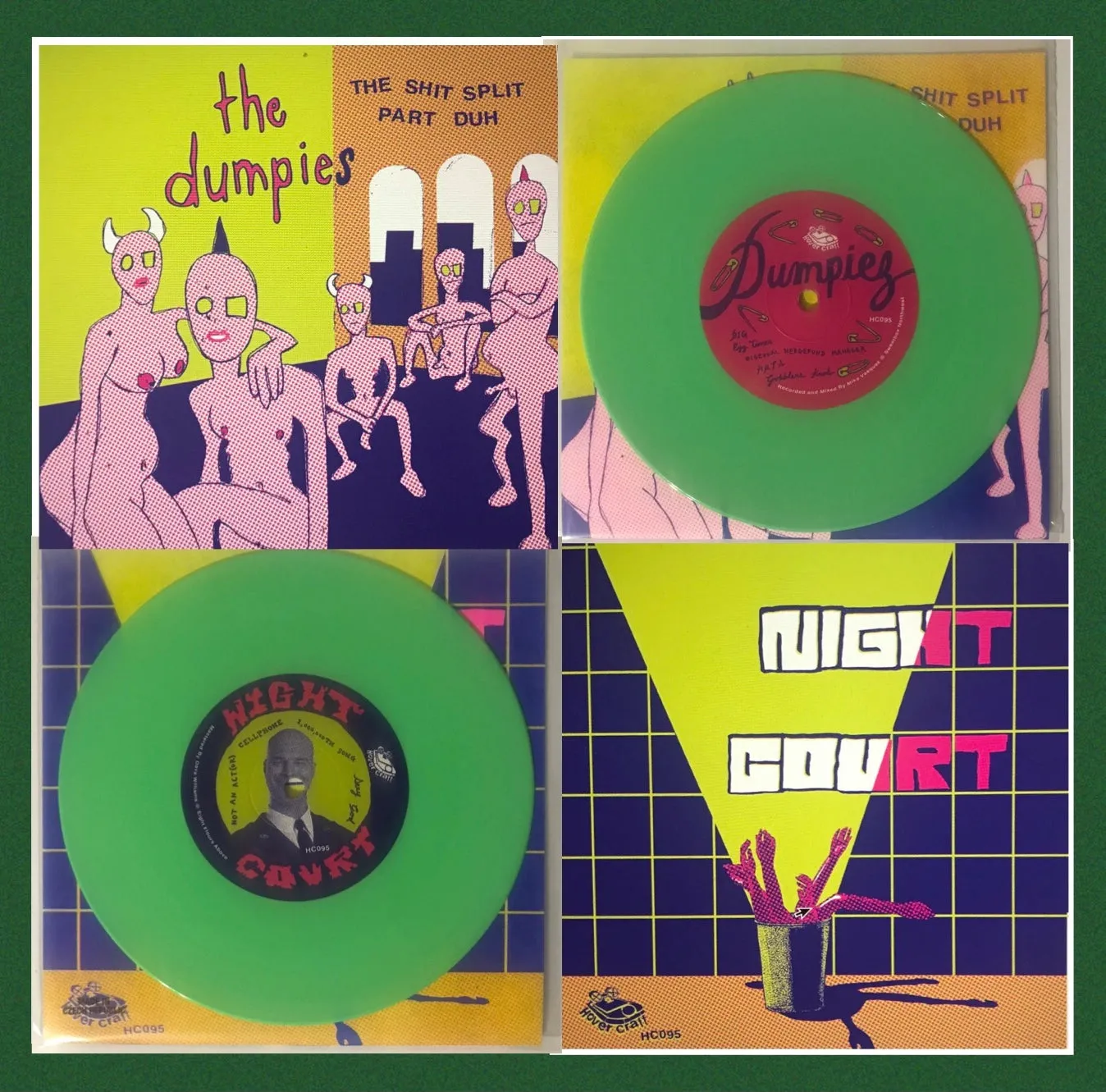 Dumpies / Night Court  - Shit Split Part Duh [GREEN NOISE EXCLUSIVE EDITION: Green Vinyl w/ risograph sleeves] – New 7"