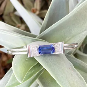 Elegant Diamond And Tanzanite Bow Cuff Bracelet