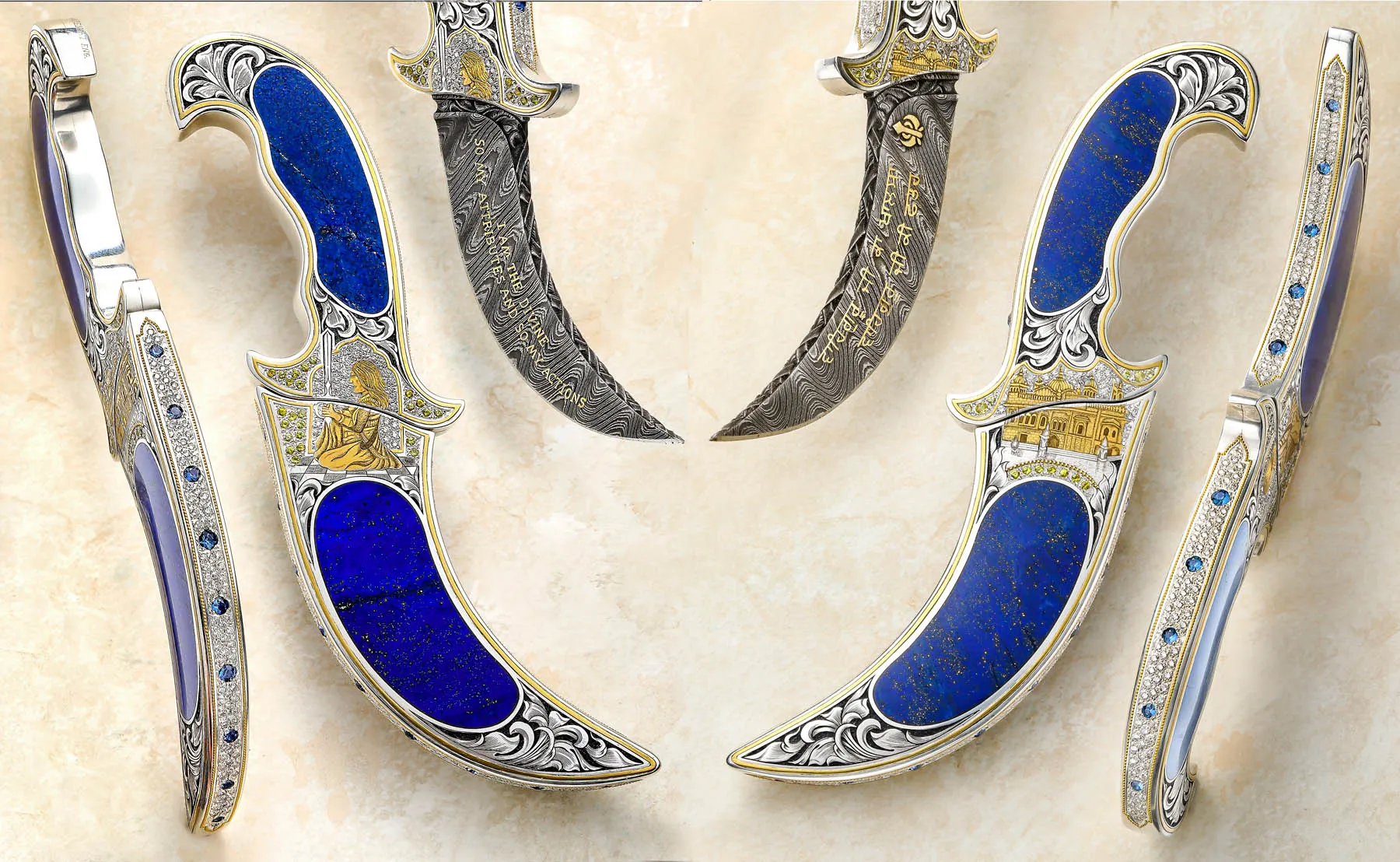 Elegant engraved/encrusted lapis Kirpan