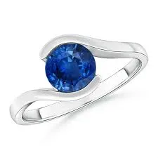 Elegant Natural Blue Sapphire Gemstone Wedding Ring in 925 Silver