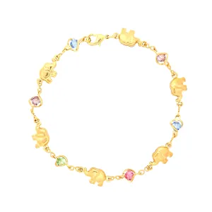 Elephant charms and Multicolor Birthstone Crystal beads Bracelet 14k gold filled