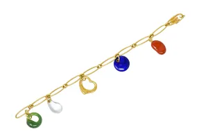 Elsa Peretti Tiffany & Co. 18 Karat Gold Five Charm Jade Lapis Crystal Icon Bracelet