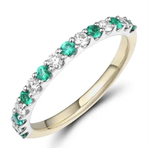 Emerald & Diamond Alternating Gold Eternity Band Ring
