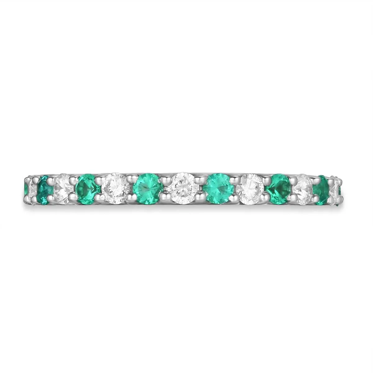 Emerald & Diamond Alternating Gold Eternity Band Ring