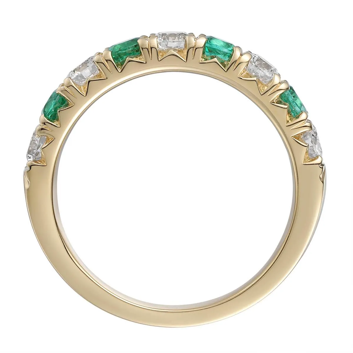Emerald & Diamond Alternating Gold Eternity Band Ring