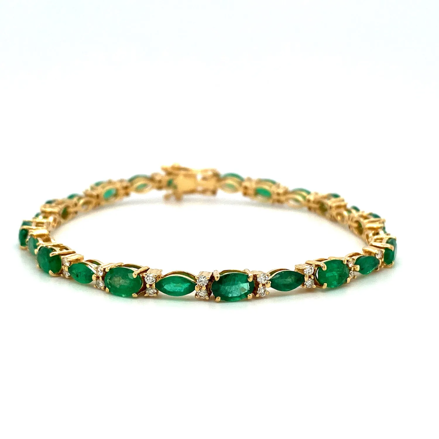 Emerald and Diamond Bracelet in 14K Yellow Gold - KGD 41429