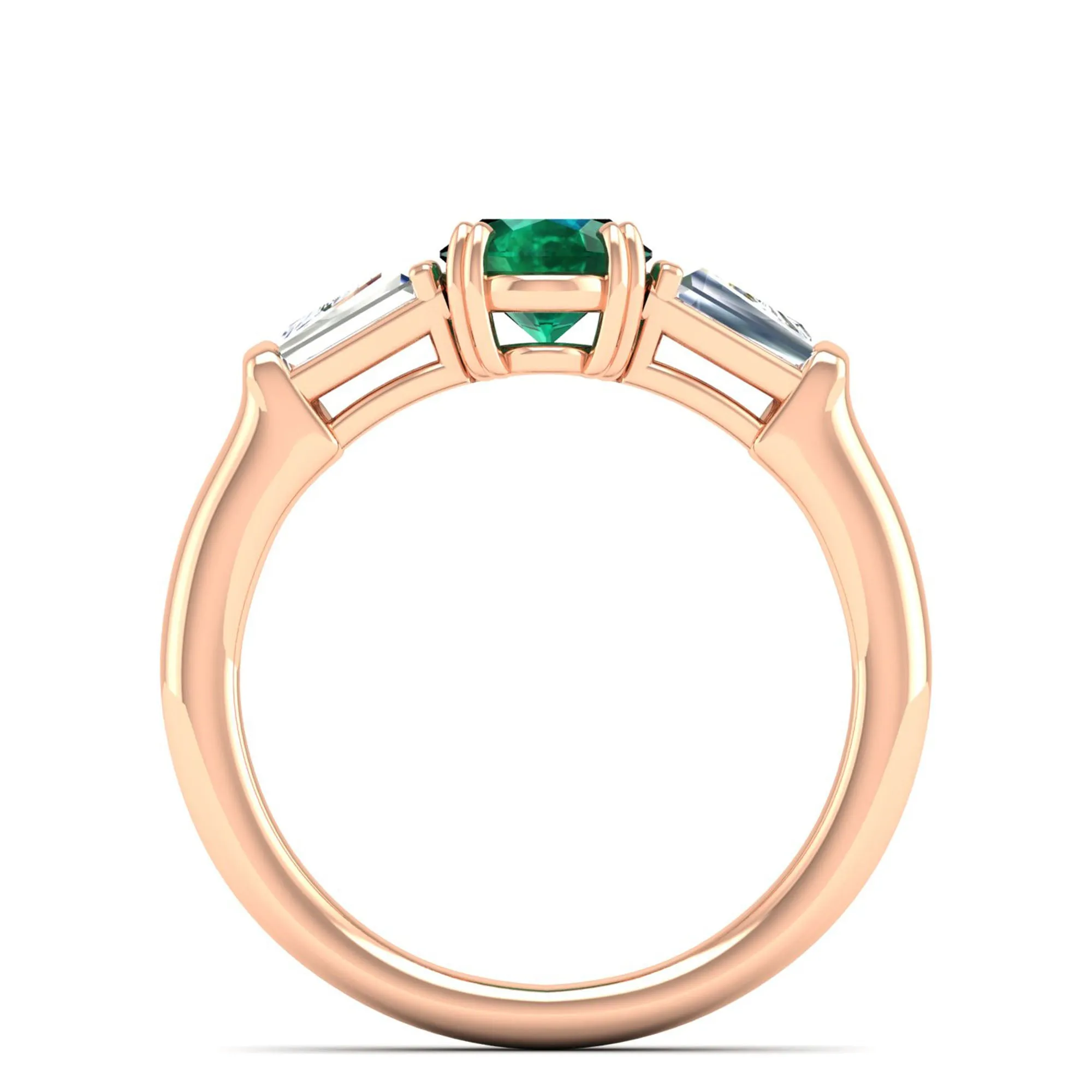 Emerald and Tapered Baguette Diamond Ring