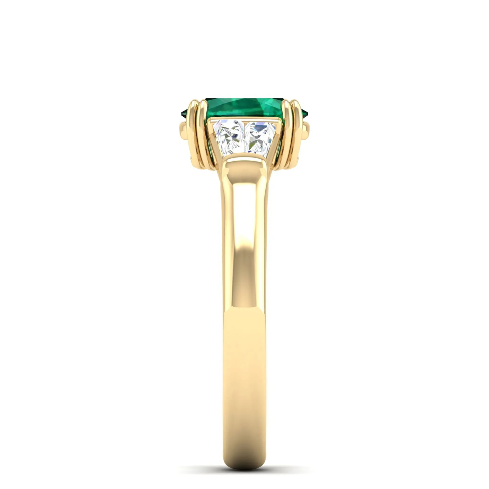 Emerald and Tapered Baguette Diamond Ring