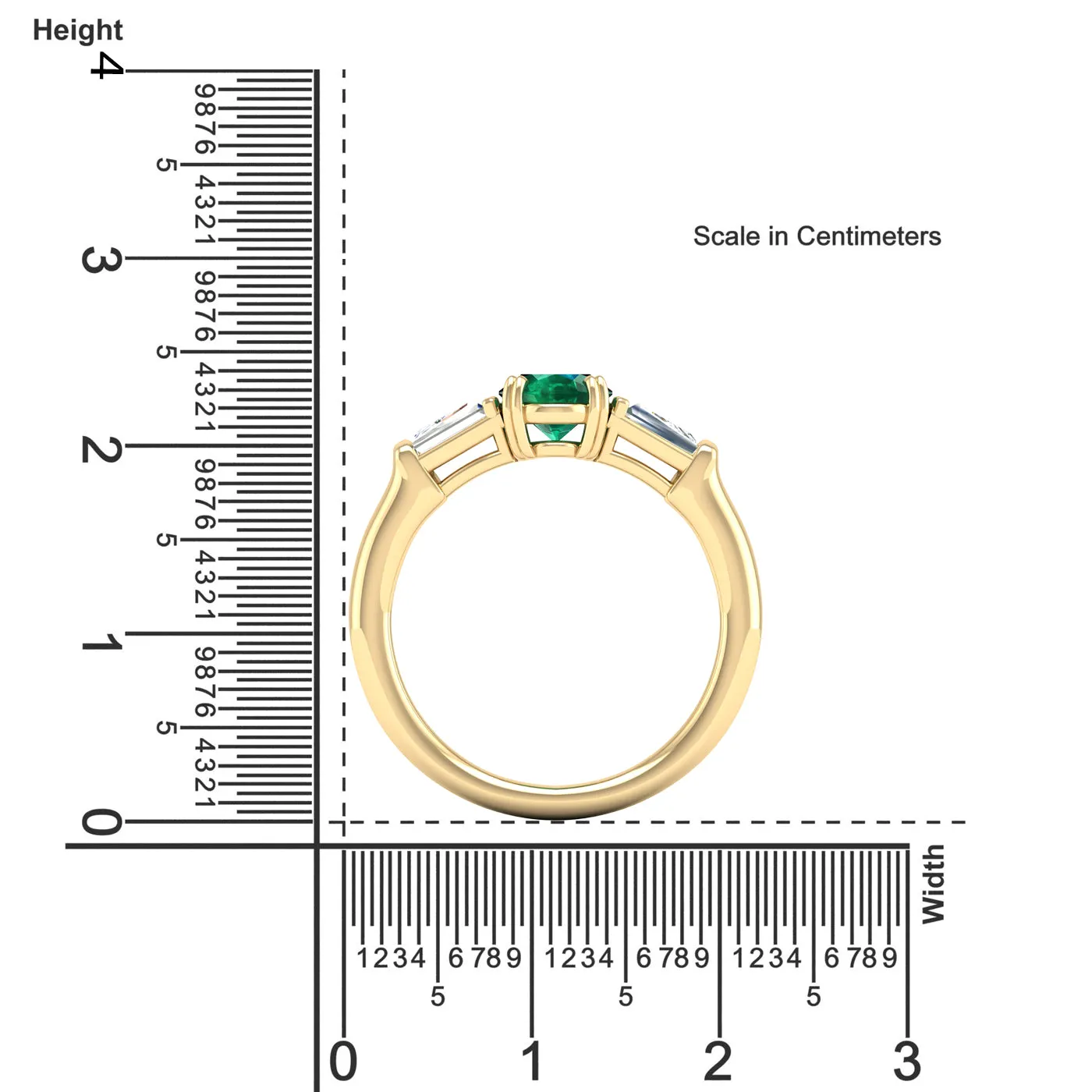 Emerald and Tapered Baguette Diamond Ring