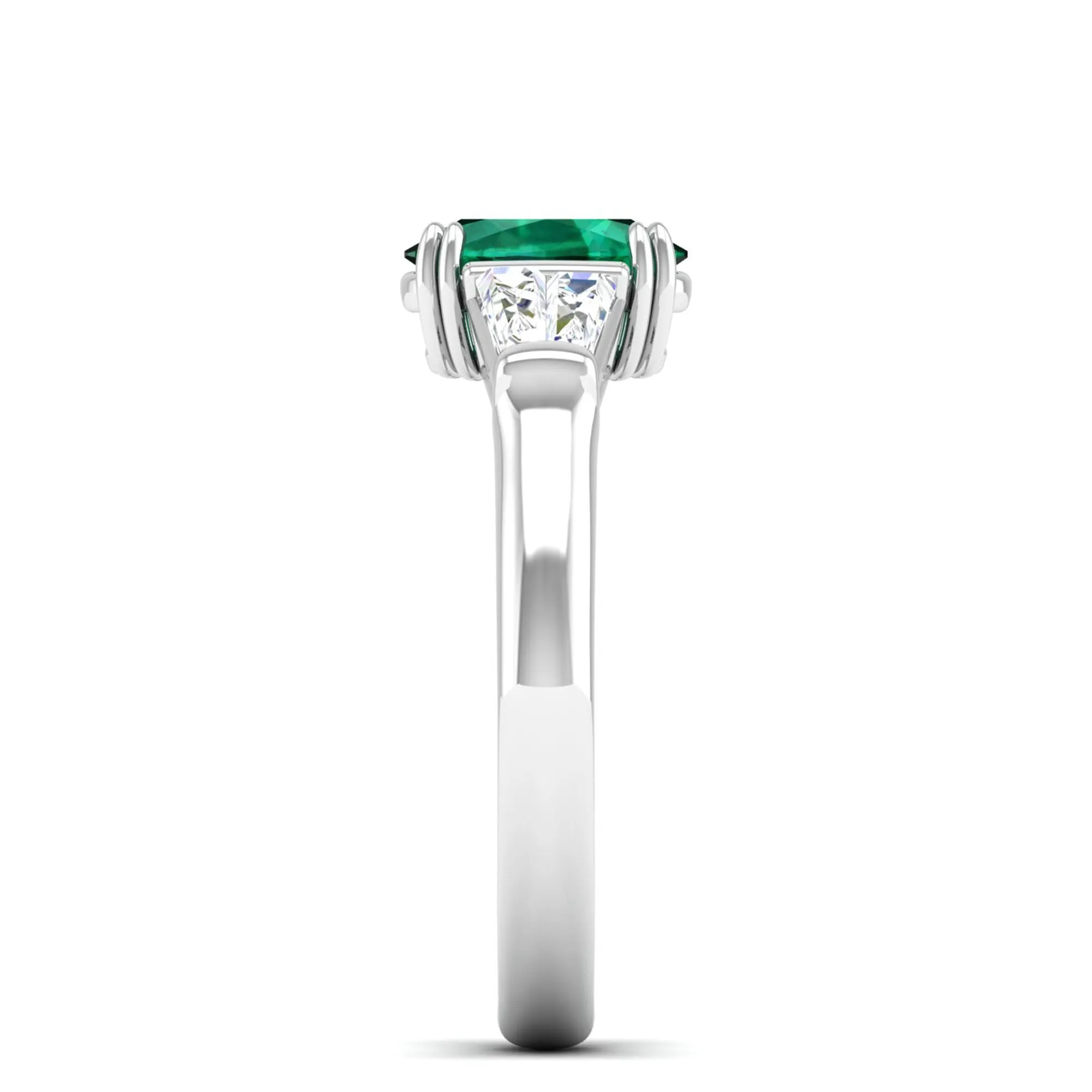 Emerald and Tapered Baguette Diamond Ring